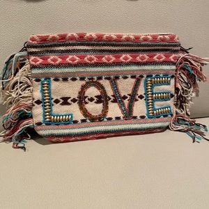Stitched Aztec love clutch